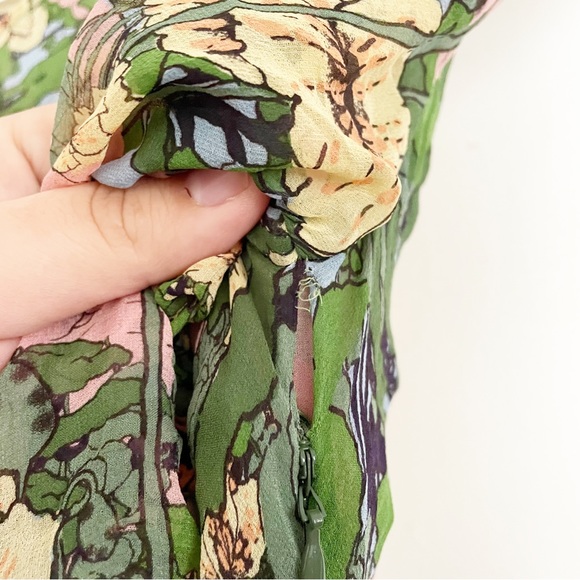 Cooper by Trelise Ruched Floral Print Midi Dress Long Sleeves Size NZ 10 US 6 - Picture 5 of 16